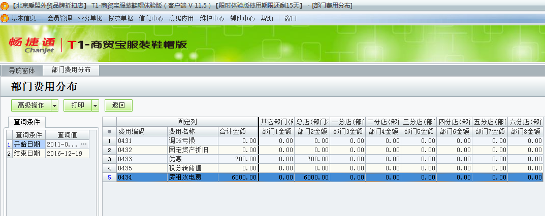 用友t1商貿(mào)寶服裝鞋帽版11.5如何查詢當(dāng)前費(fèi)用的詳細(xì)分布情況？